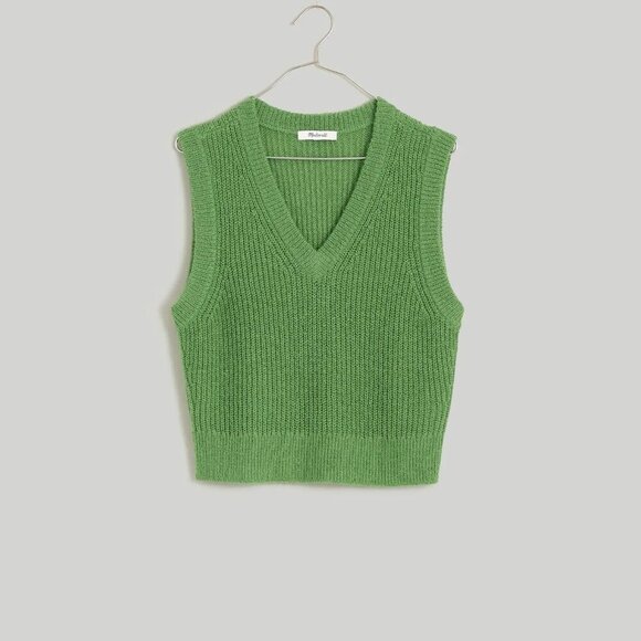 Madewell Tops - Madewell The Fineloft Shrunken Sweater Vest Alpaca Blend in Garnish Green S